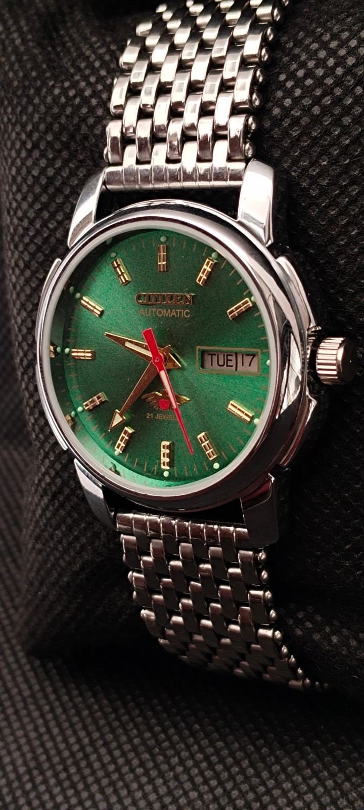 Vintag Automatic Citizen Japan Made Green Dial Day/ Date Men’s Wrist Watch