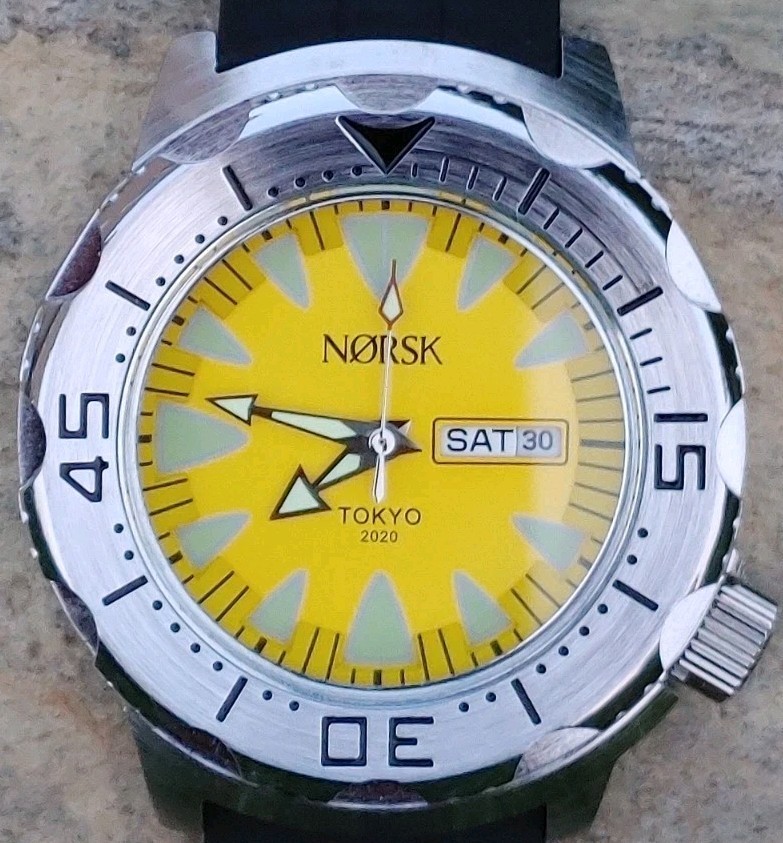 Sea Monster Diver Watch, 2020 Olympics Norsk, Citizen Movement – Yellow Dial
