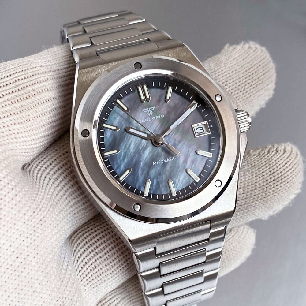 Fashion Mother of Pearl Shell Dial 40mm Sandblasted NH35 Automatic Men’s Watch