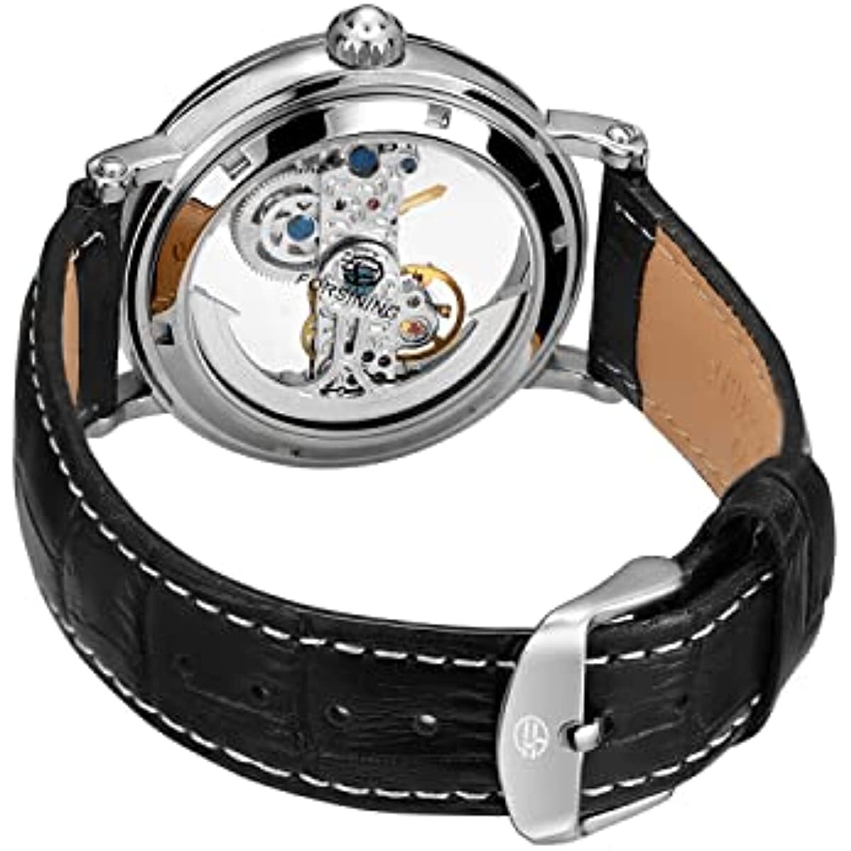 Men’s Unique Design Automatic Self Wind Genuine Leather Strap Skeleton Watch New