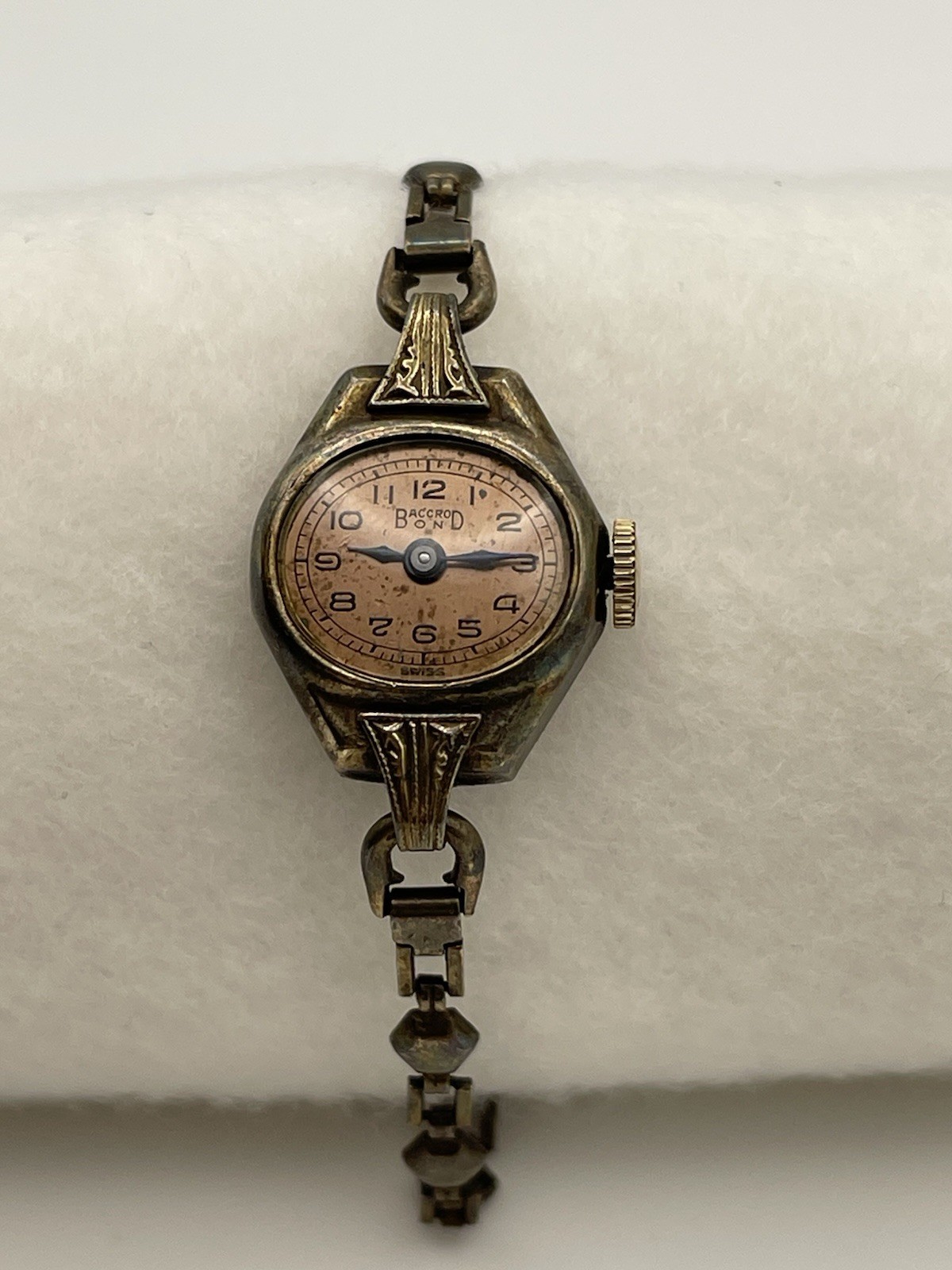 VTG art deco style Women’s Accro Bond Watch Bradfield B/R 1/40 10K RGP USA MADE