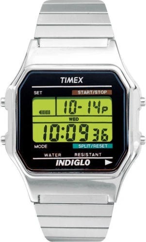 Timex T78587, Men’s Digital Silvertone Expansion Band Watch, Indiglo, NEW