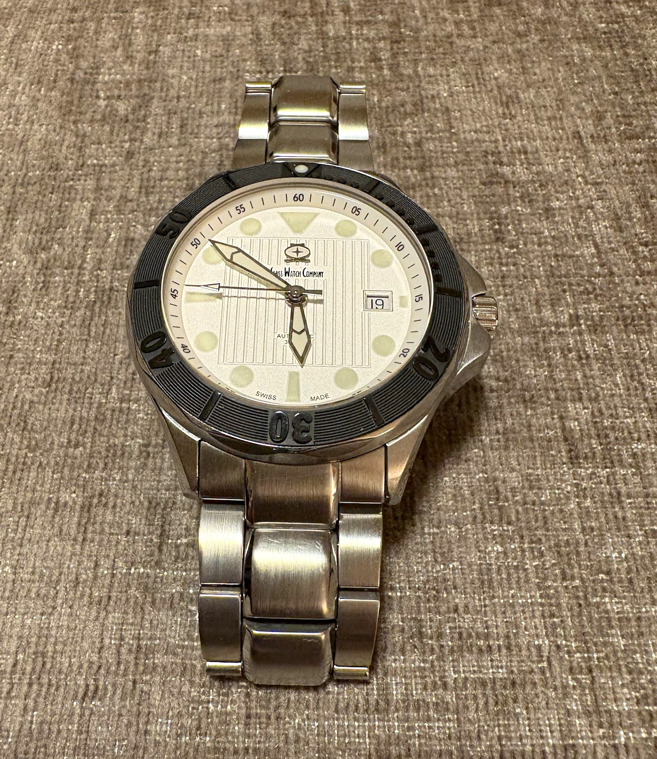 Swiss Watch Company SWC Diver White Automatic 300m 44 mm Steel Date Box Papers