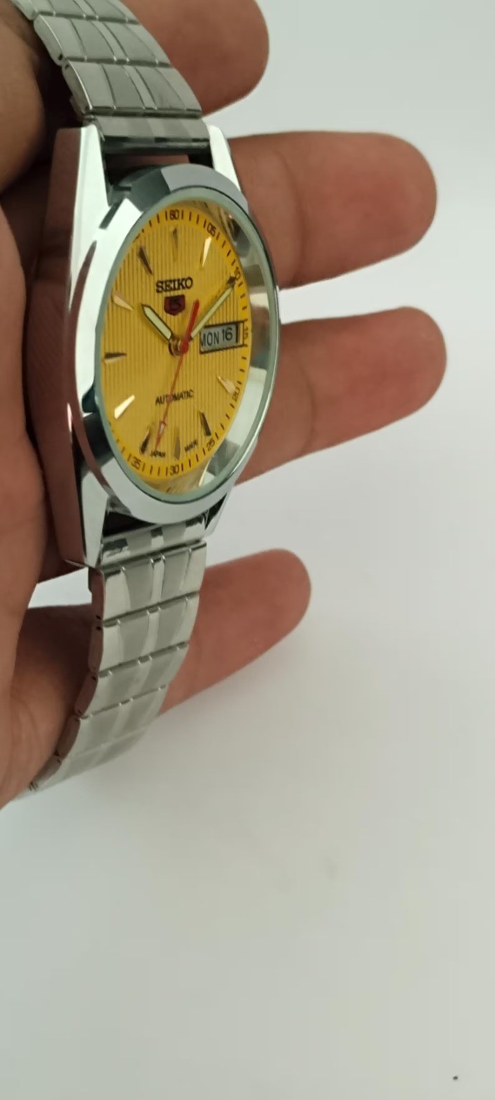Seiko Automatic Day/Date Yellow Dial Vintage Refurbished Men’s Watch 36mm