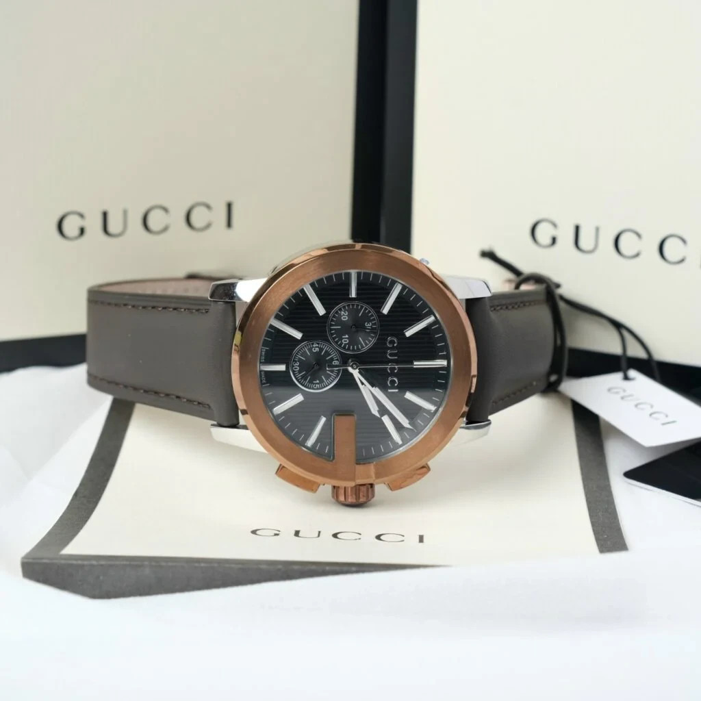 Gucci G-Chrono XL Steel Chronograph Black Dial Quartz Mens Watch YA101202 – NEW