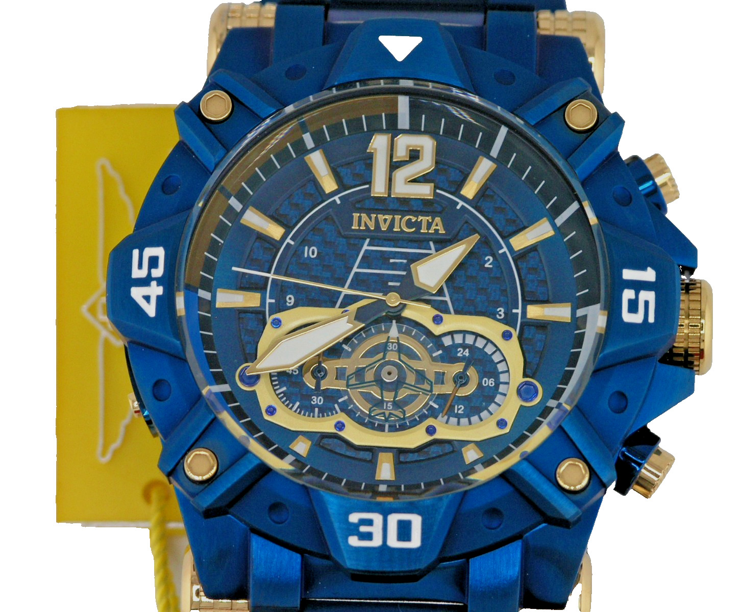 NEW INVICTA 40174 AVIATOR CHRONOGRAPH BLUE CARBON FIBER DIAL STEEL QUARTZ 52MM