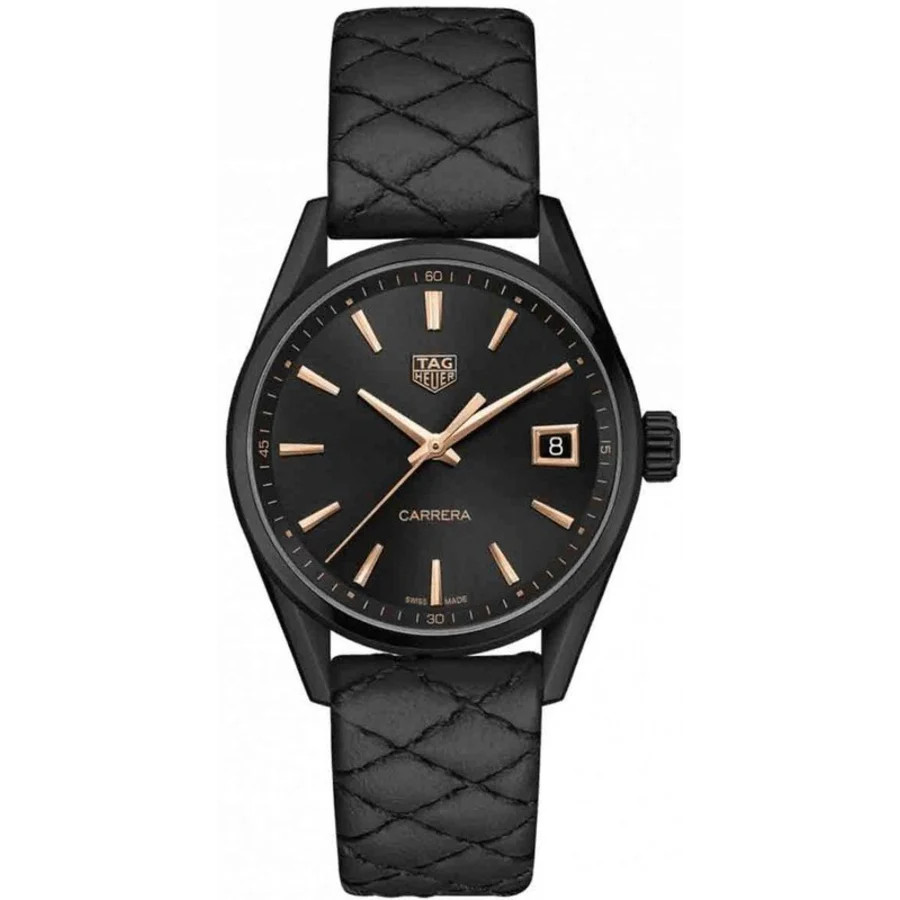 New Tag Heuer Carrera Quartz Black Dial Quilted Women’s Watch WBK1310.FC8257