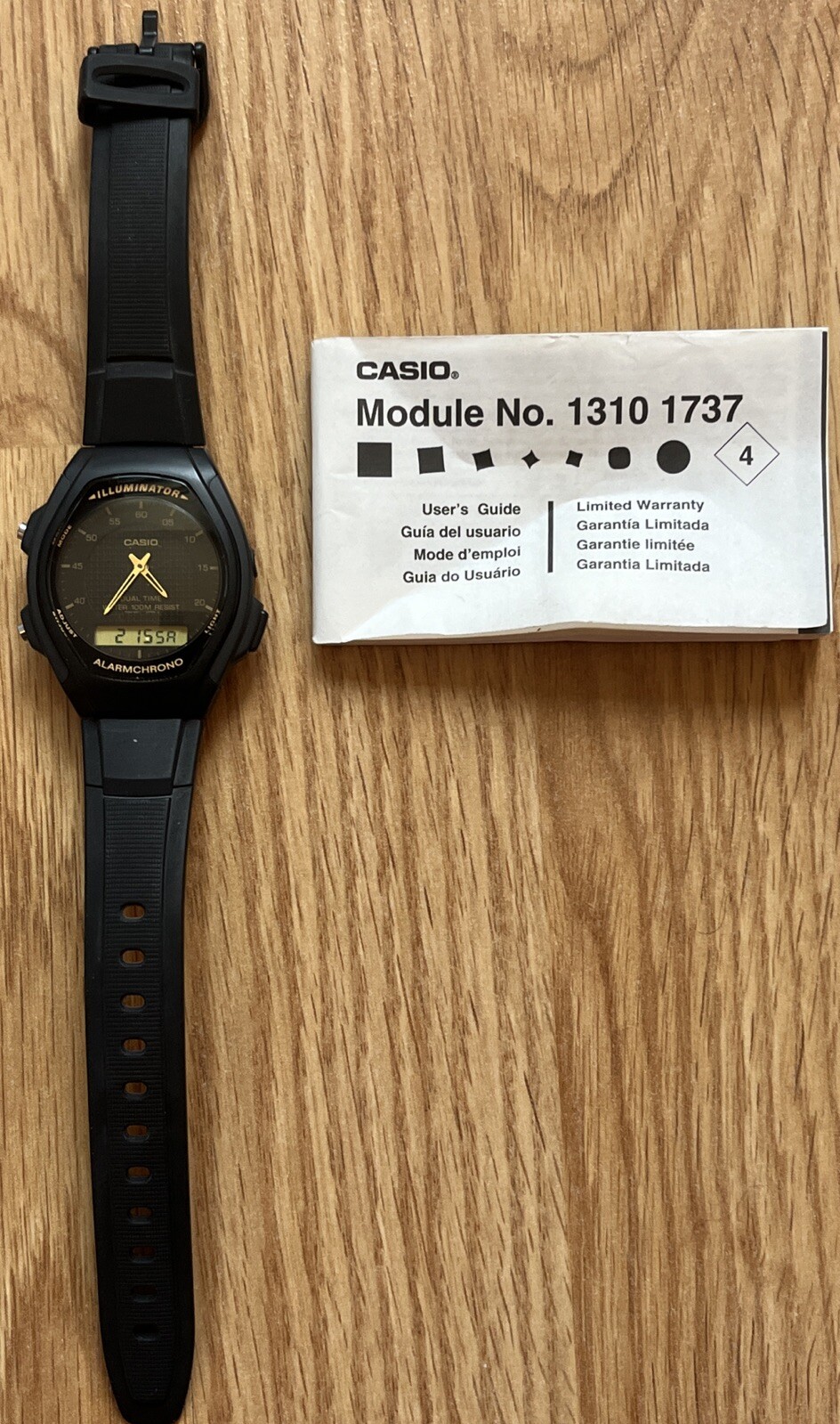 NEW; Casio Illuminator Watch Analog/Digital Dual Time Alarm Chrono 1737 AQ-140W