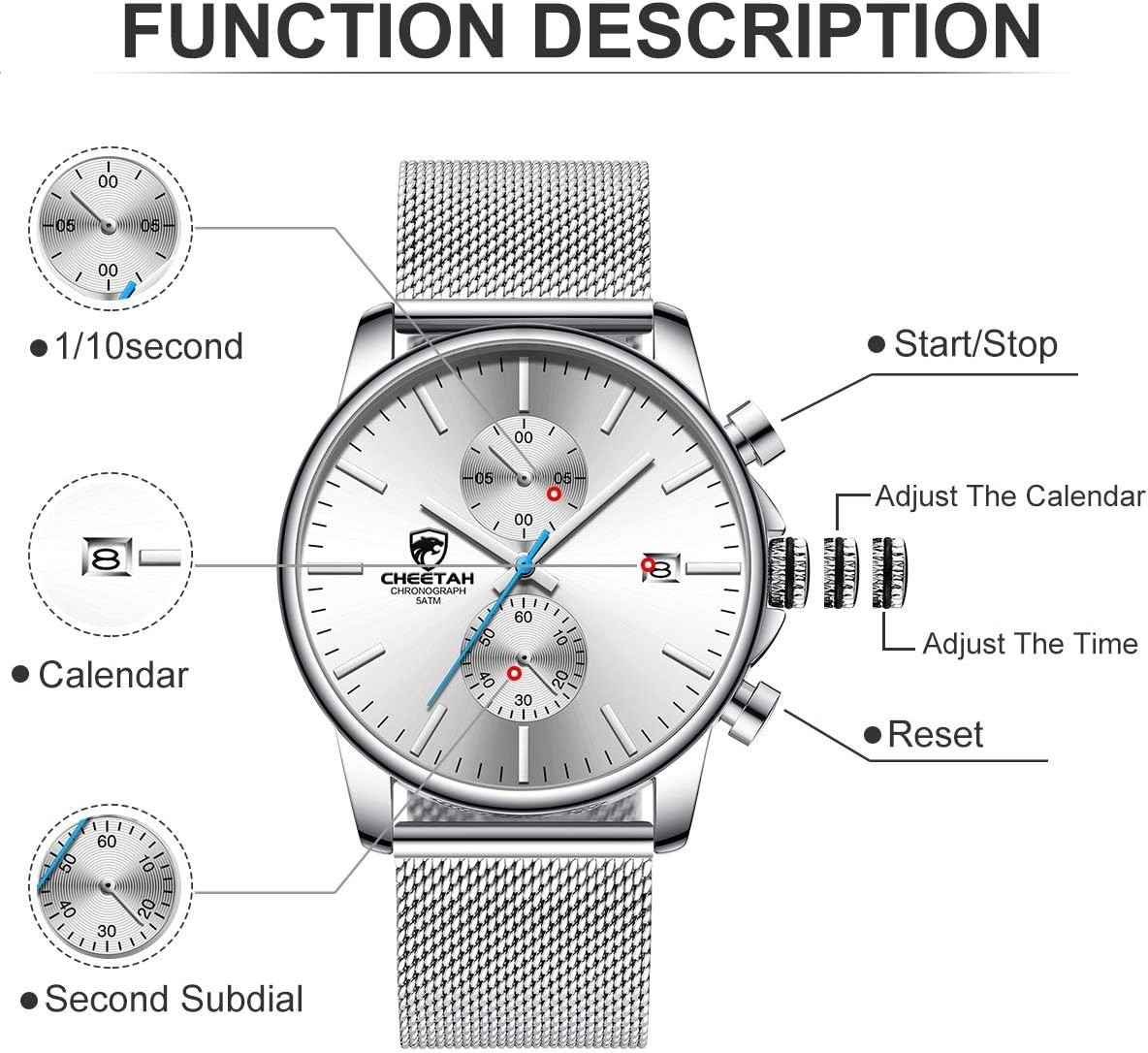 Sleek Minimalist Quartz Chronograph Watch for Men – Waterproof Stainless Steel
