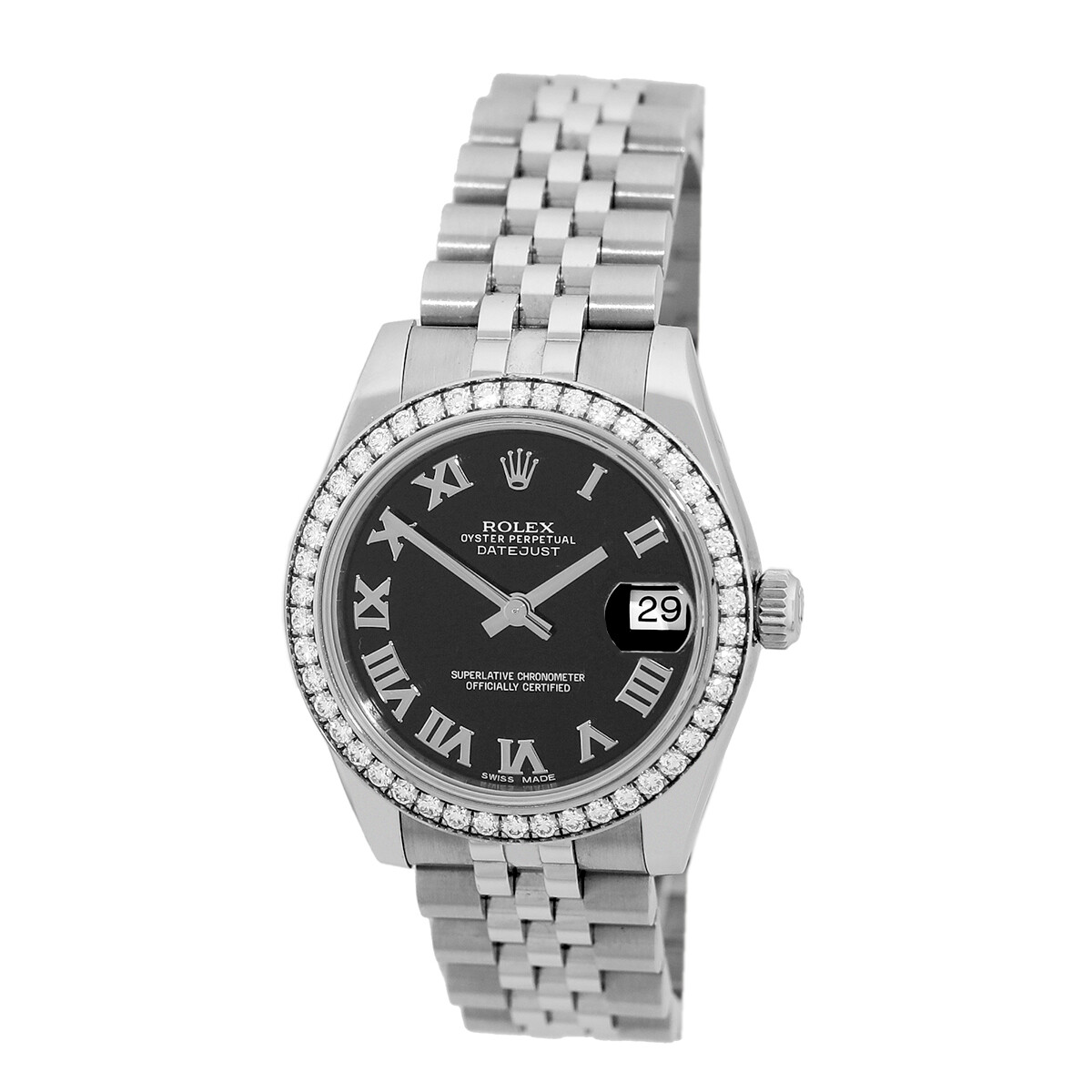 ROLEX Stainless Steel Datejust 31mm Factory Diamond Bezel 178384 Warranty 2014