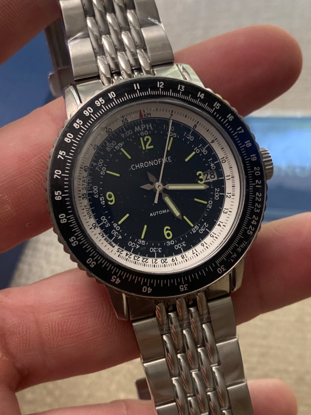 Chronofixe Flight 1952 Selectron Computer Flight Rule Automatic Watch NWT