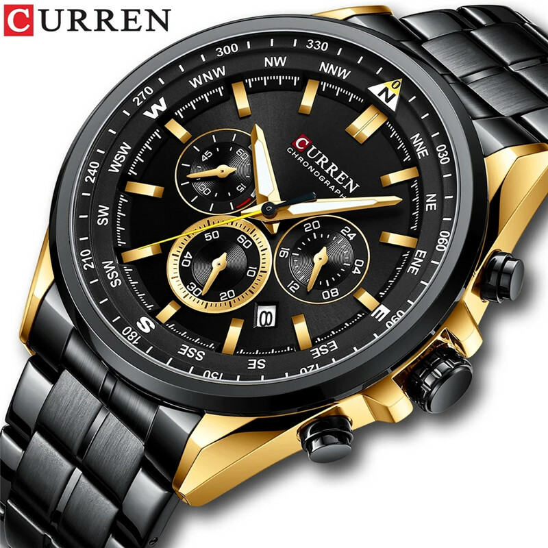 CURREN Men Watches Luxury Brand Steel Chronograph Wristwatch Male Business Watch