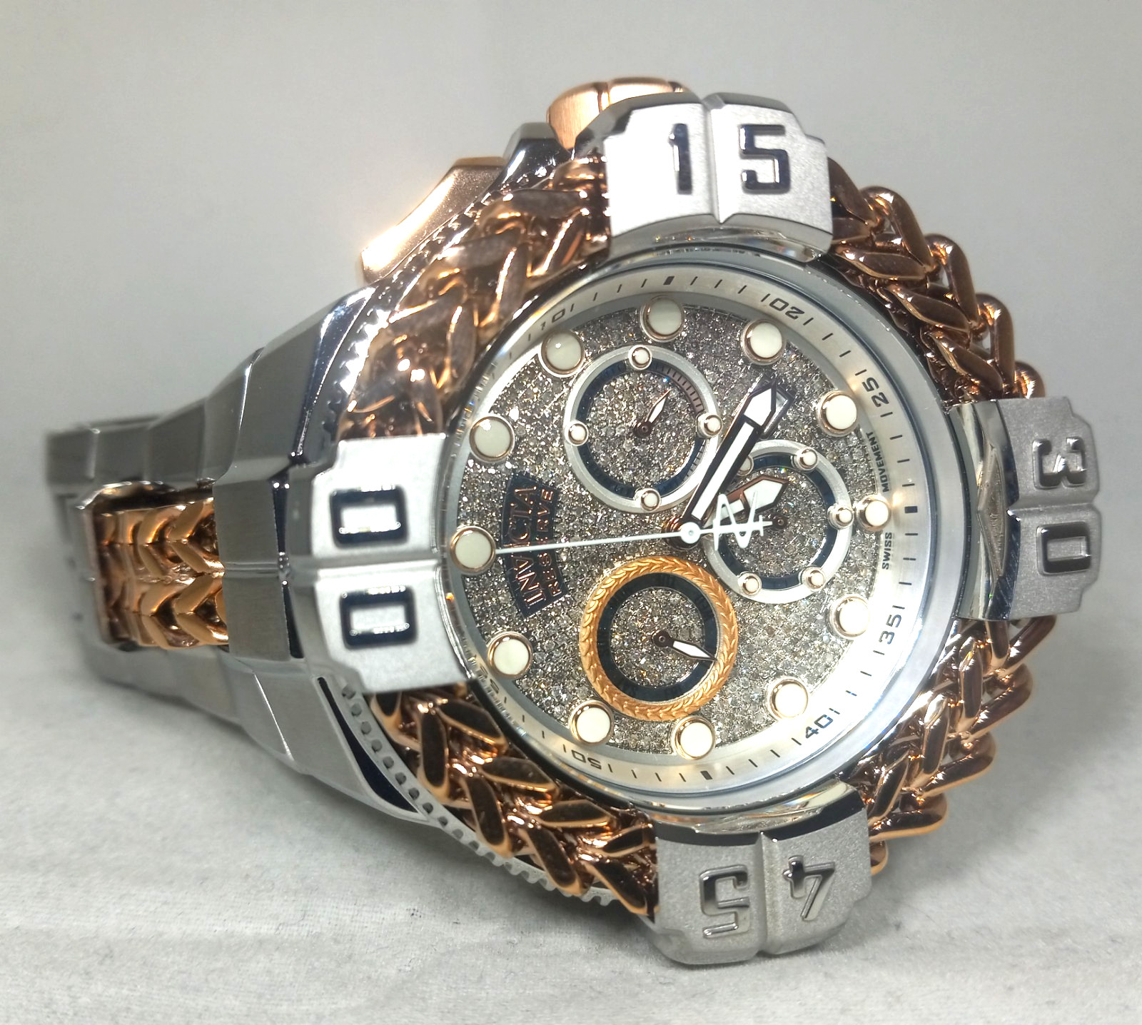 INVICTA 1.64 CTW DIAMOND GLADIATOR SPARTICUS 59mm SILVER ROSE MEN’S WATCH 37006