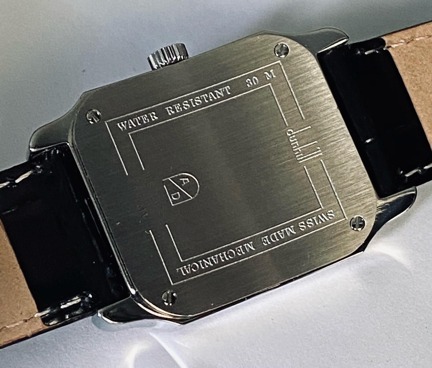 DUNHILL Men’s Rectangular by Cartier C: 1990. 28mm/39mm