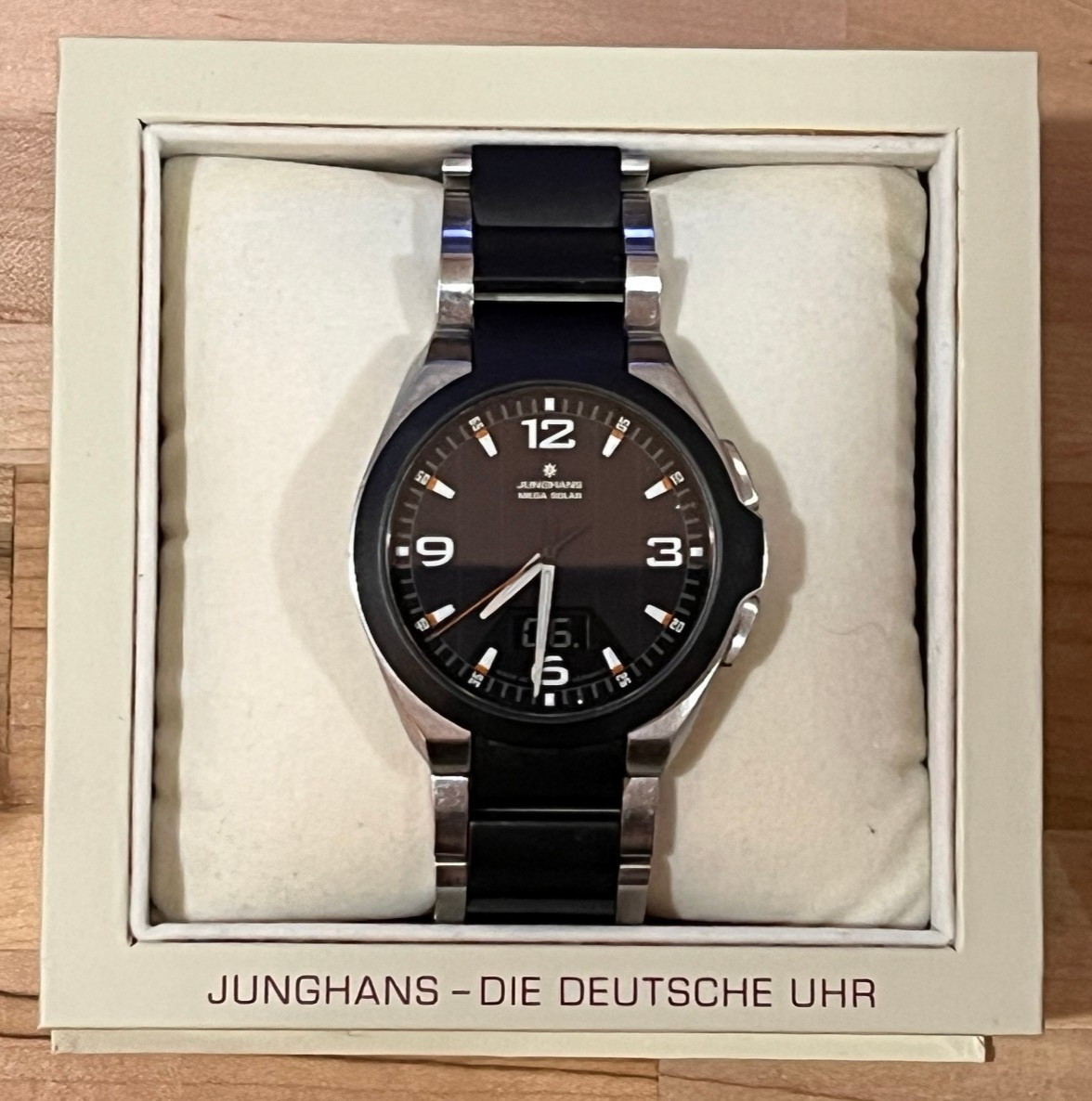 Junghans Spektrum Mega Solar 41.6mm Black Dial Stainless Steel Watch 18/1120.44