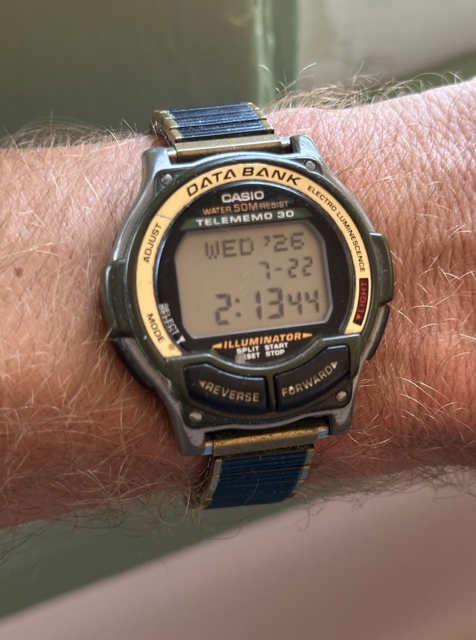 Vintage New 1995 CASIO DB-34H (1600) Data Bank Telemo 30 Mens 42mm Digital Watch