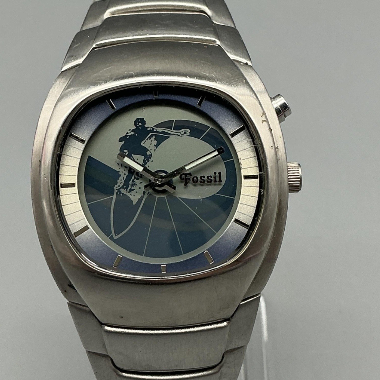Fossil Big Tic Surfing Animation Mens Watch 39mm JR-8287 New Battery 6.75″