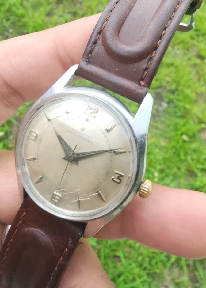 VINTAGE 1950’S ZENITH AUTOMATIC BUMPER S STEEL MEN’S 35mm SWISS WATCH CAL 133.8