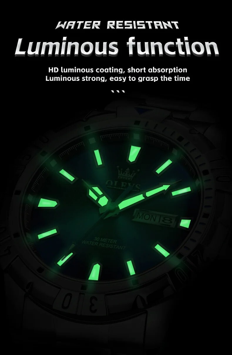 Waterproof Quartz Luminous Luxury OLEVS Watch Business Men’s Date Men Strap