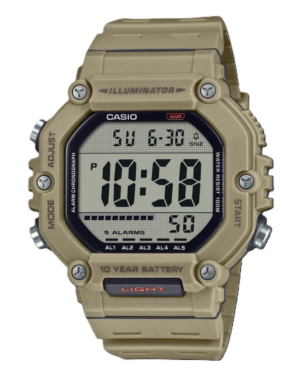 Casio Illuminator Digital Alarm Dual Time Quartz AE-1600H-5AV 100M Mens Watch