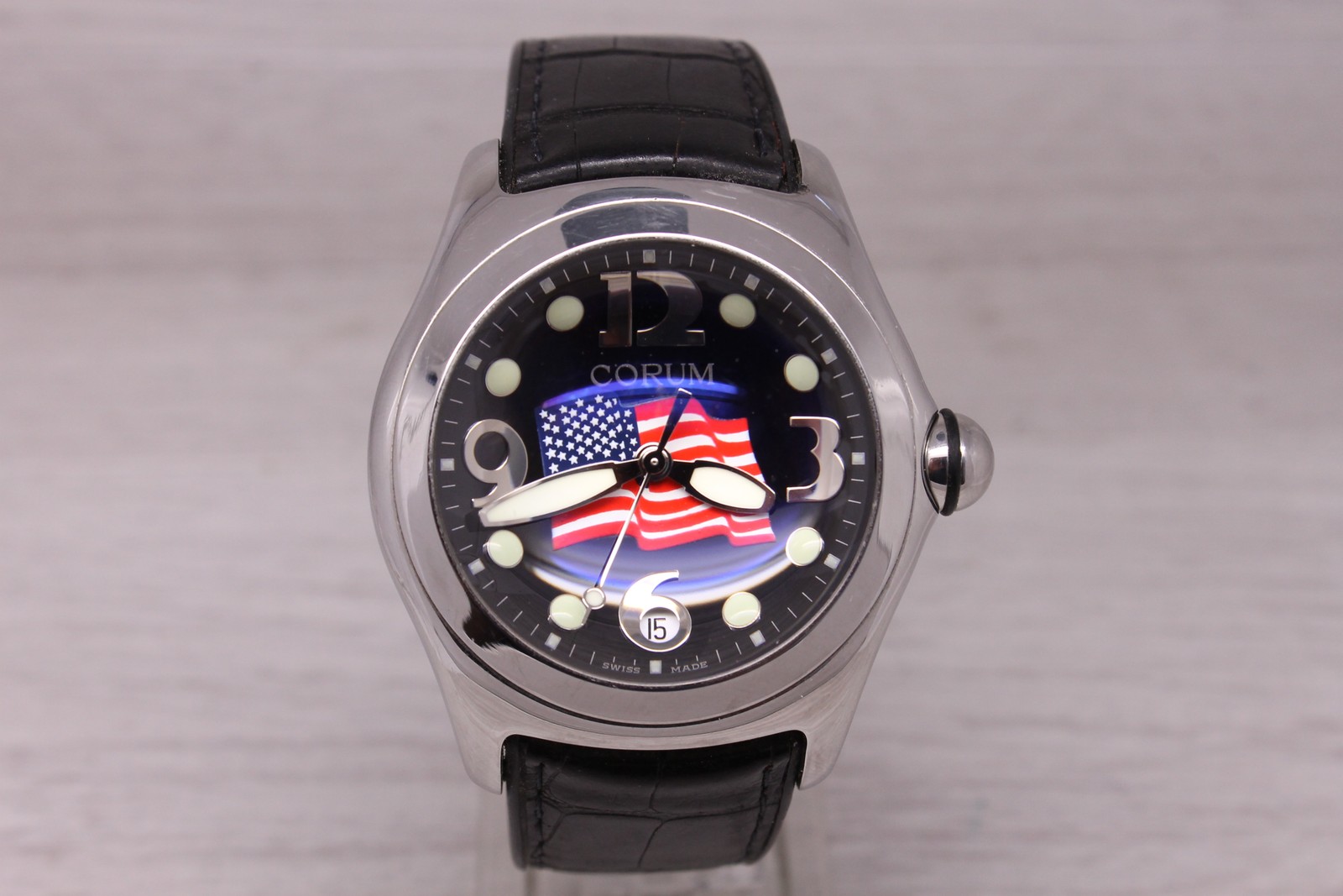 Corum Bubble Limited Edition American Flag Mens Watch Date 45mm Steel Quartz