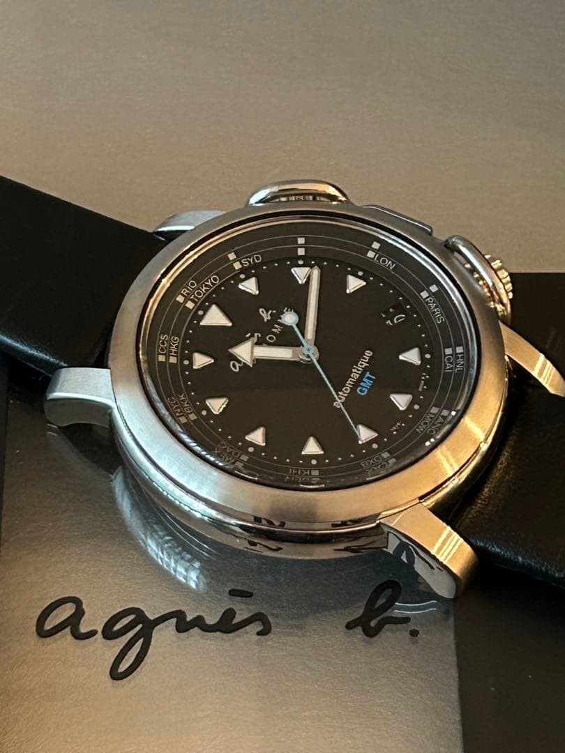 Agnes b. Automatic Watch GMT World Timer Vintage Black Dial 43mm