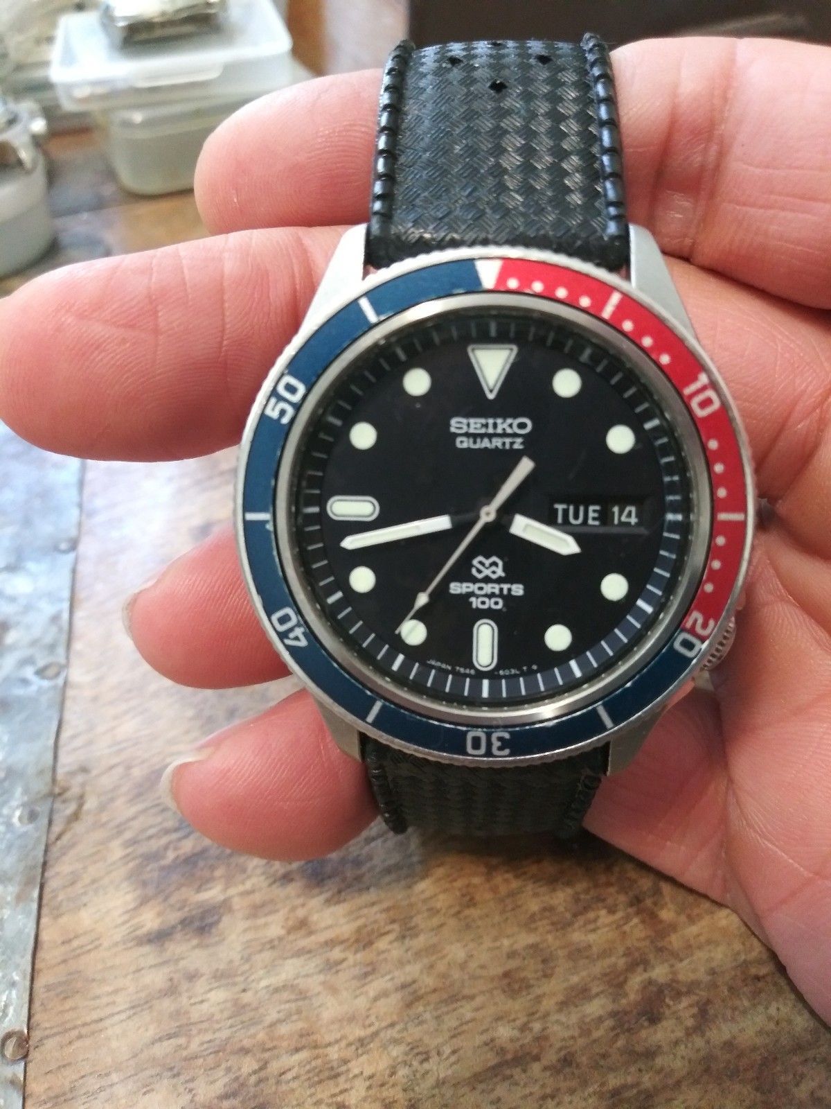 Vintage Rare 1979 Seiko Sports 100 7546-6049 Pepsi Diver Mens Watch Nice!!