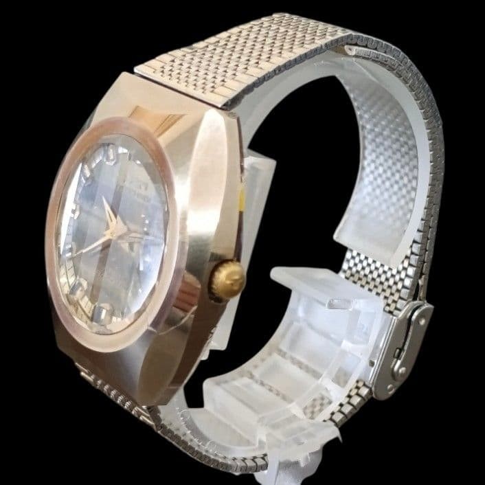 Technos Borazon Tiger Eye Men’s Watch 70’s 5 Vertical Cut Glass Authentic