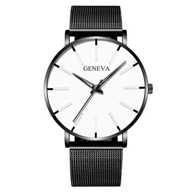 Minimalist Men’s Ultra Thin Quartz Watch with Mesh Strap – Business Style