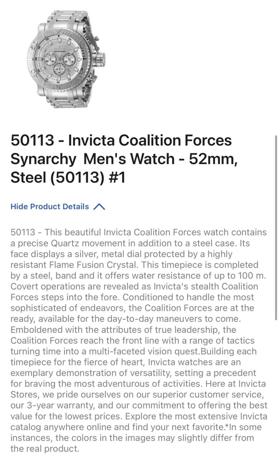 🔥Invicta Coalition Forces Nighthawk Synarchy 52mm Gold Men’s Watch 50113
