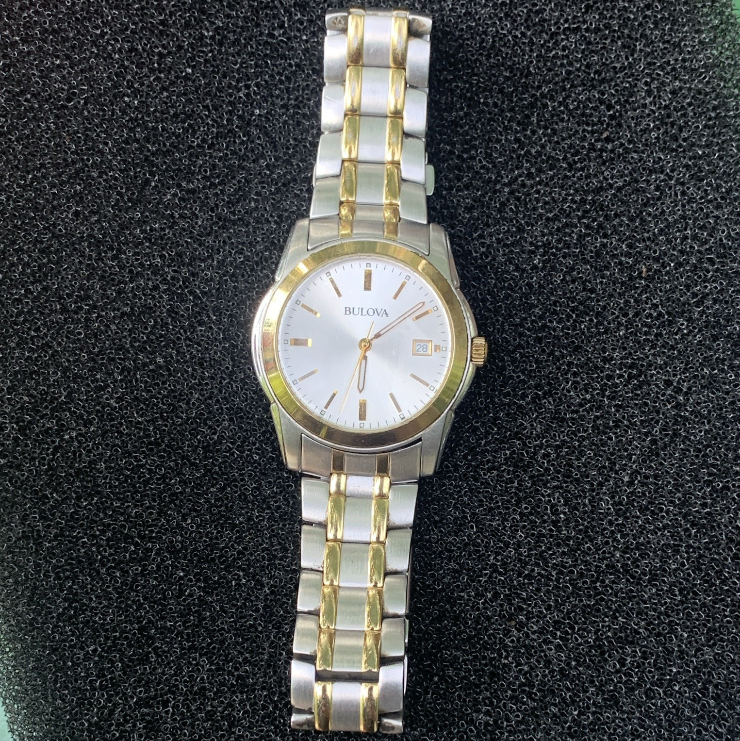 Bulova Two-Tone Gold & Stainless Steel Quartz Analog Date Dress Watch 36-39.9mm
