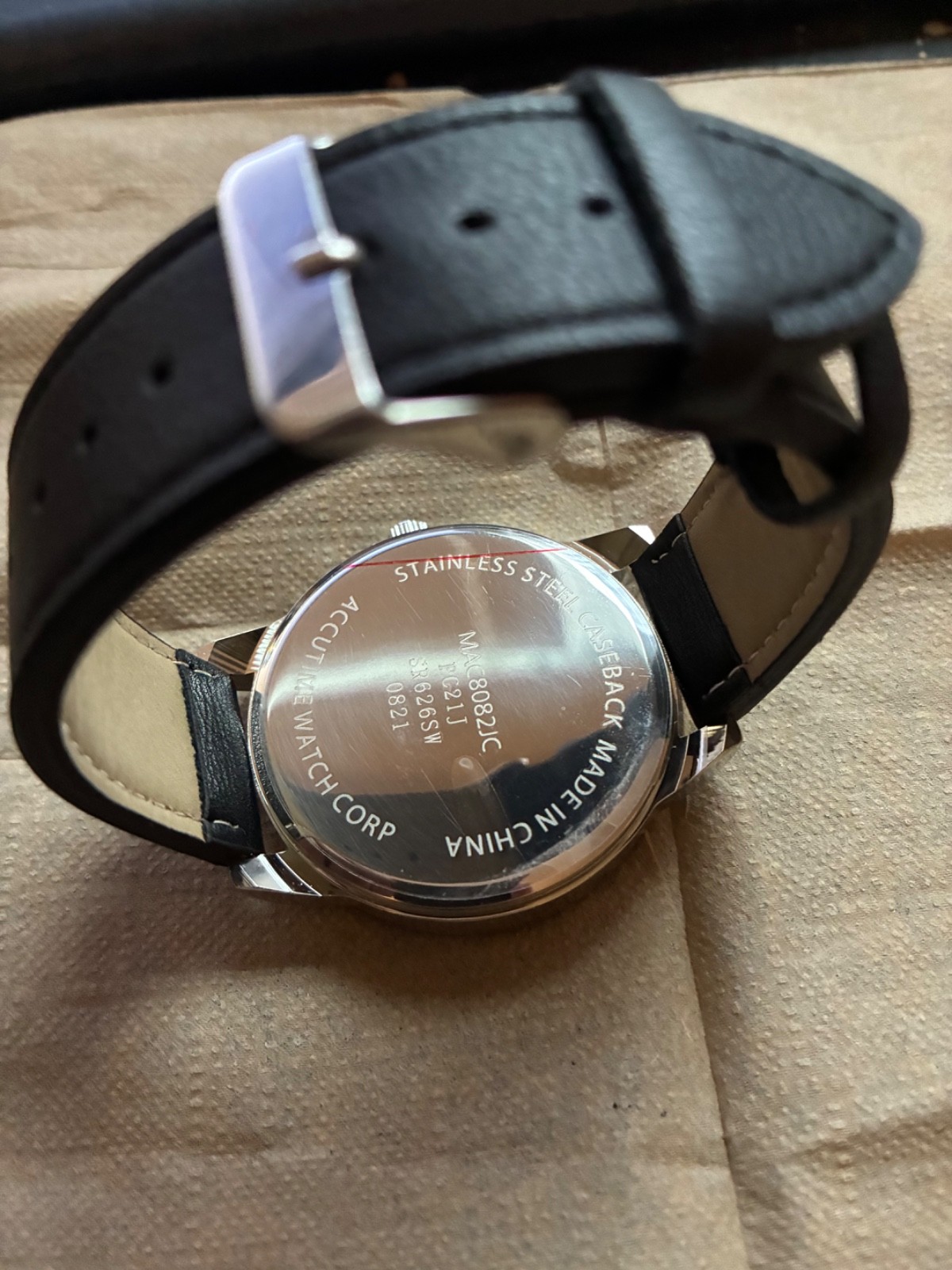PC21J Stainless Steel Caseback Accutime Watch Corp Men’s Watch, New Condition