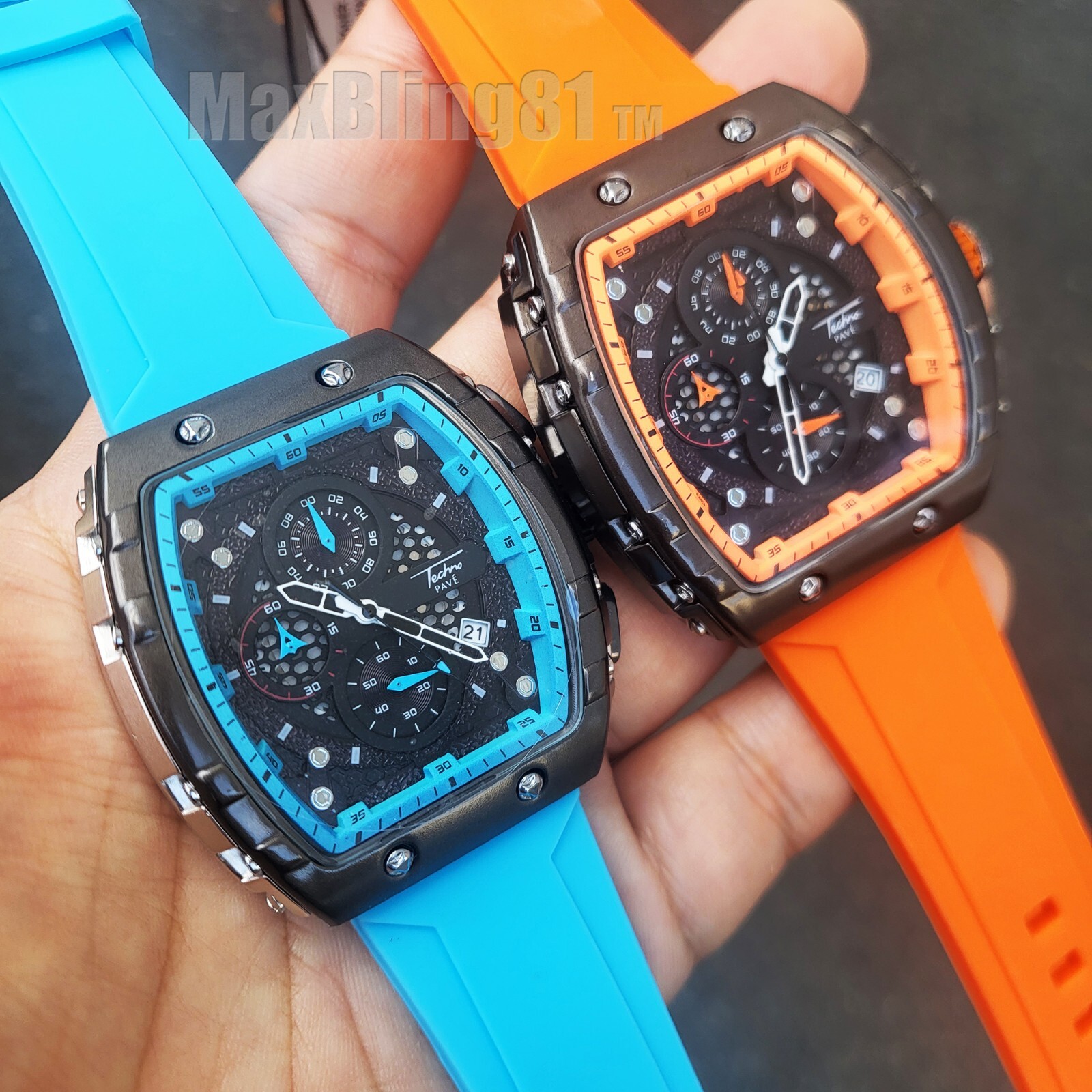 Men Luxury Watch Multi Function Chronograph Sports Silicone Band Waterproof Date