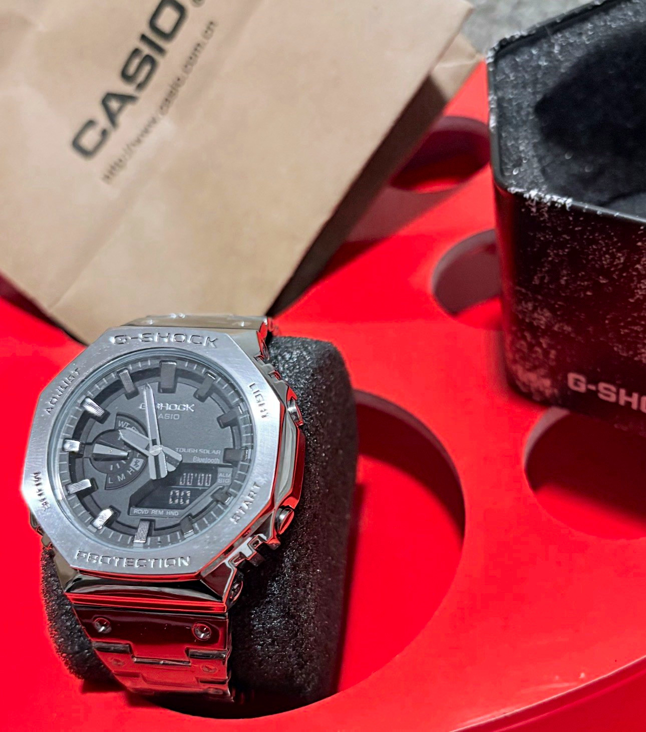 Casio G-SHOCK Men’s Analog/Digital Quartz 200m Octagon 44mm Black Dial Box