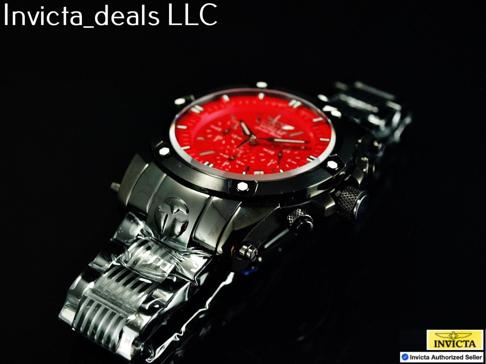 Tresod Men’s NAVMASTER Chronograph Red Dial Black Tone Sapphire Crystal SS Watch