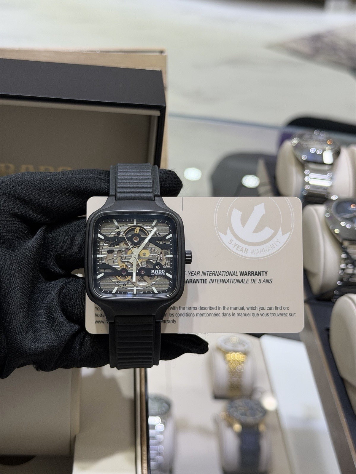 Rado True Square SWISS Automatic Open Heart Black Ceramic Men’s Watch R27197169