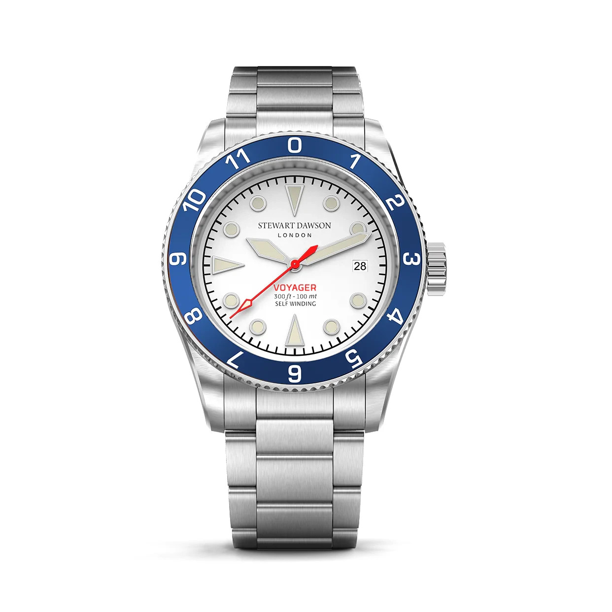 Stewart Dawson Voyager White Automatic Watch 41mm 1919.A.SS.05