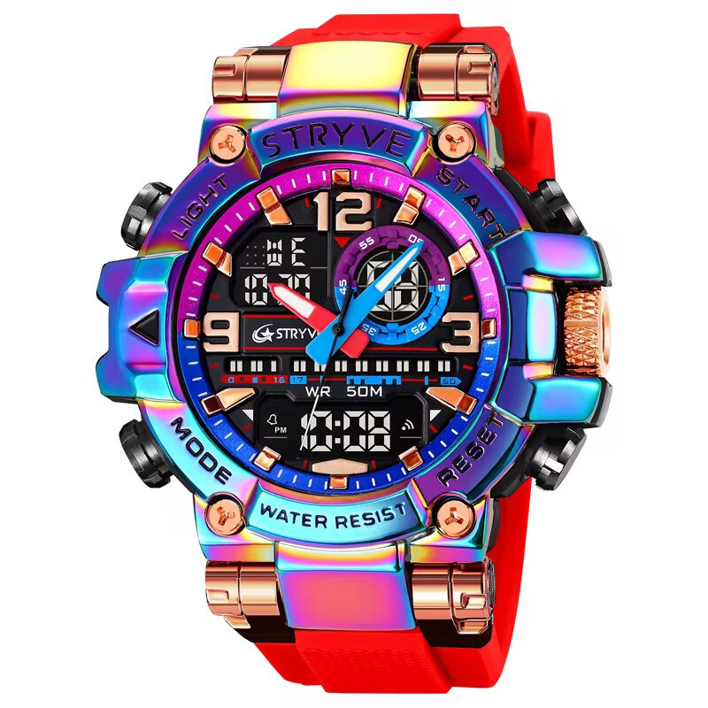 Men Oversize Waterproof Shock Resistant Digital Sport Dual Time WRIST WATCH 55mm
