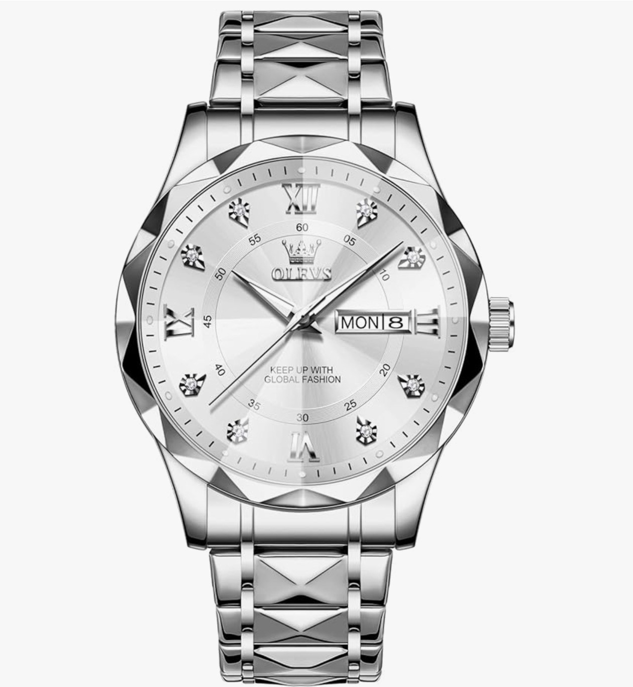 Olevs Steel Quartz Analogue Smart Casual Wrist Watch Gift Stainless Steel