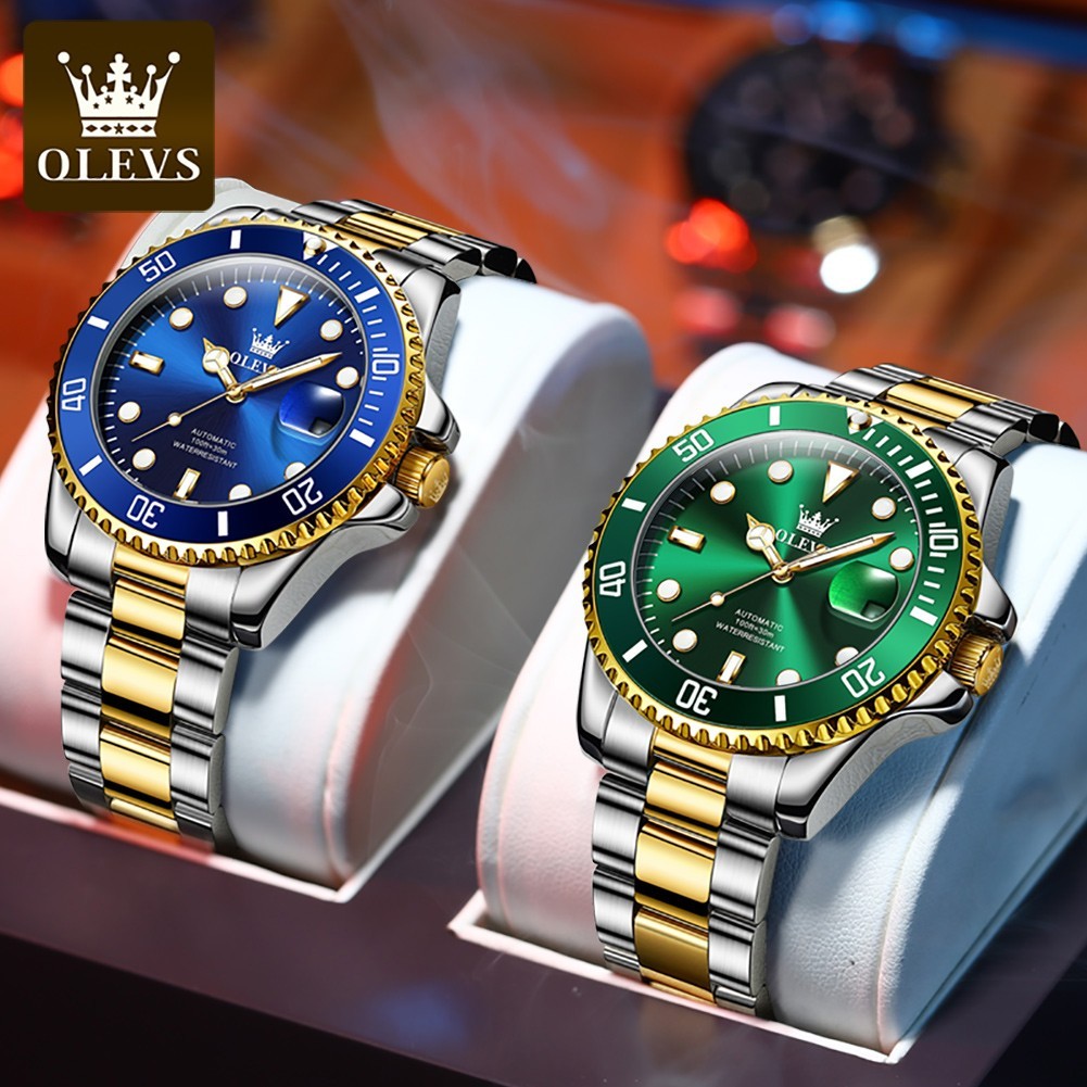 OLEVS Men’s Watch Automatic Mechanical, Stainless Steel Luminous Waterproof Date