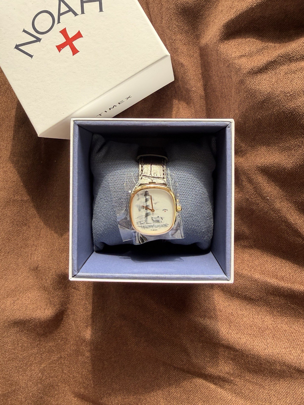 Timex x Noah Lighthouse Quartz Analog Gold Case Black Leather Strap w/ Box