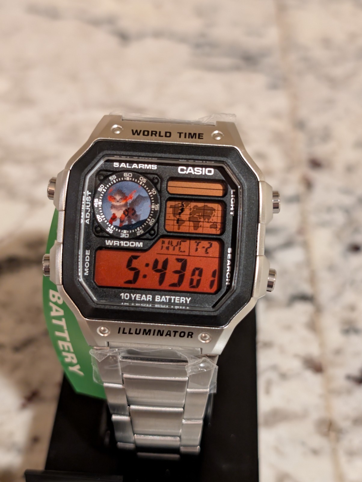Arcanine inspired Mod Casio 1200 WHD Silver Watch | | Cartoon | Pokemon