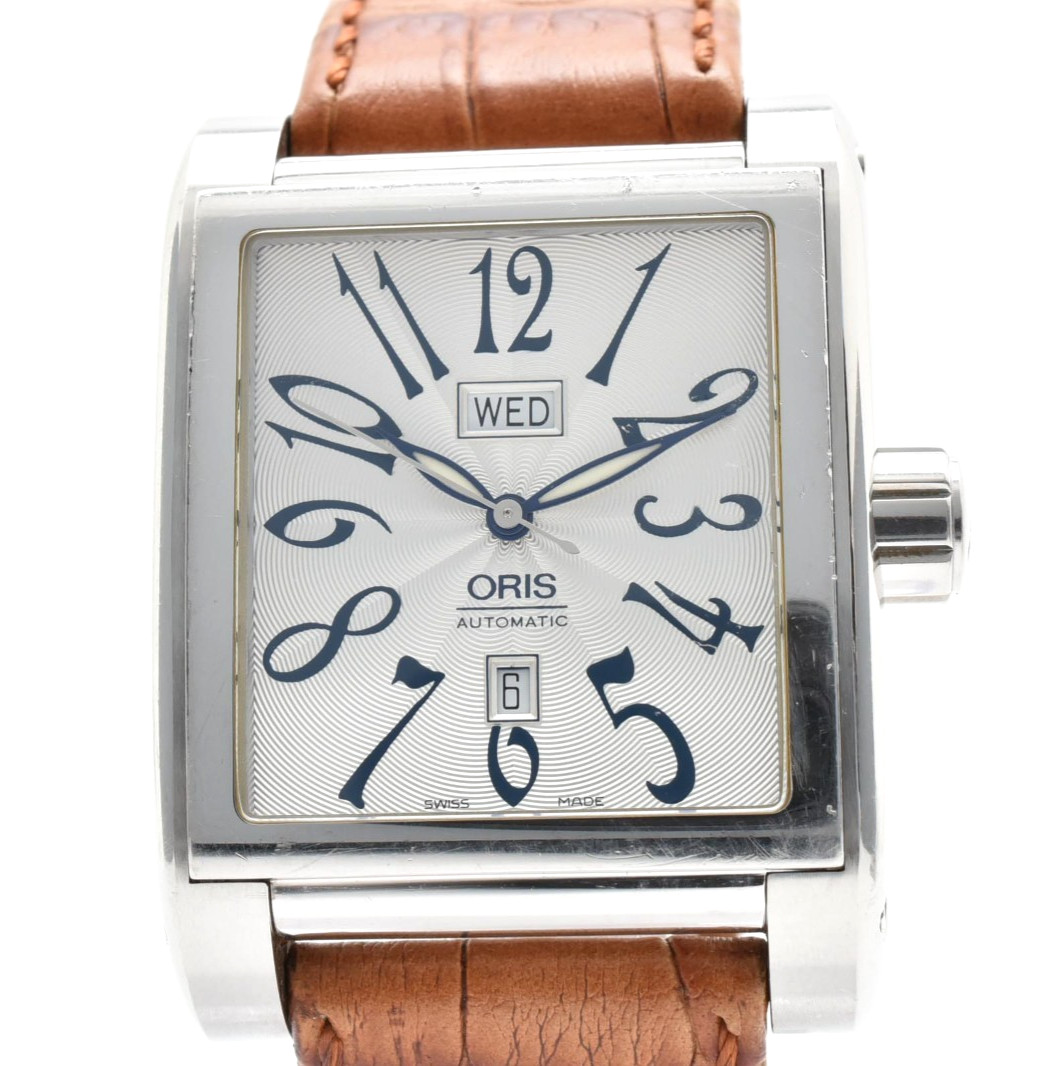 [Near MINT] ORIS Miles 7538 Rectangular Day/Date White Dial At Men’s Watch