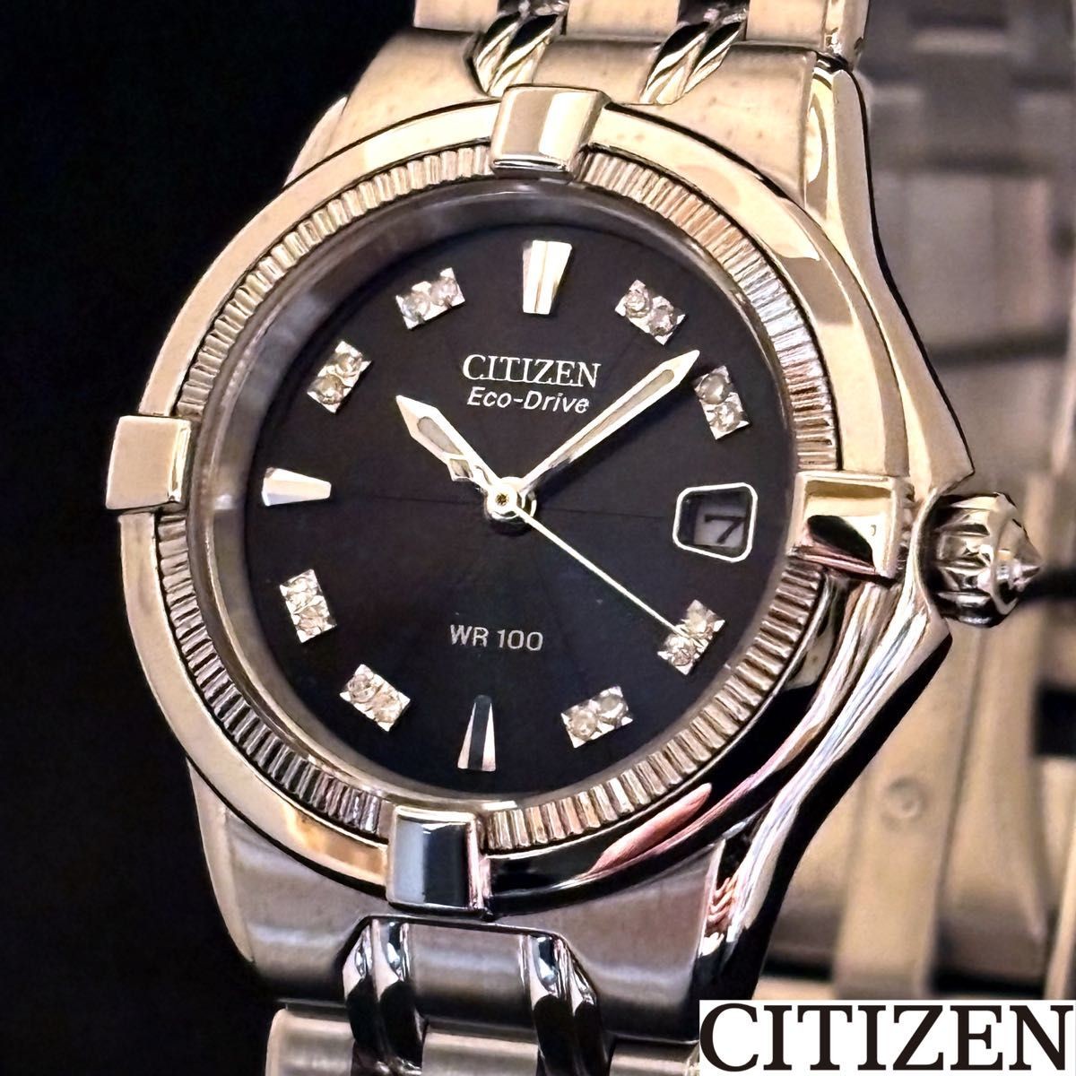 CITIZEN Ladies wristwatch Diamond Women’s Silver and Black color Watch For gifts