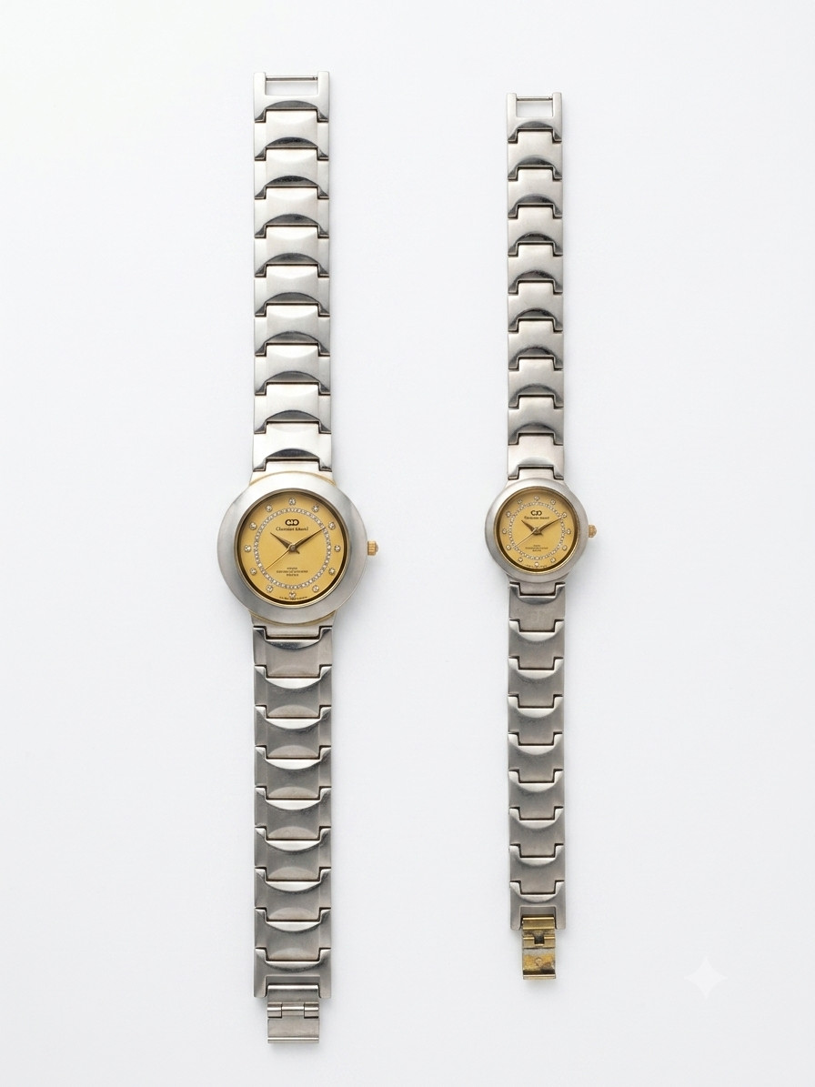 Christian Daniel Swiss Quartz His & Hers Couple Watch Set Gold Dial Gift