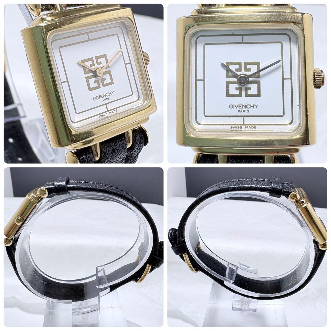 Givenchy 4G Logo Square Gold Quartz Vintage Wristwatch Timepiece Classic