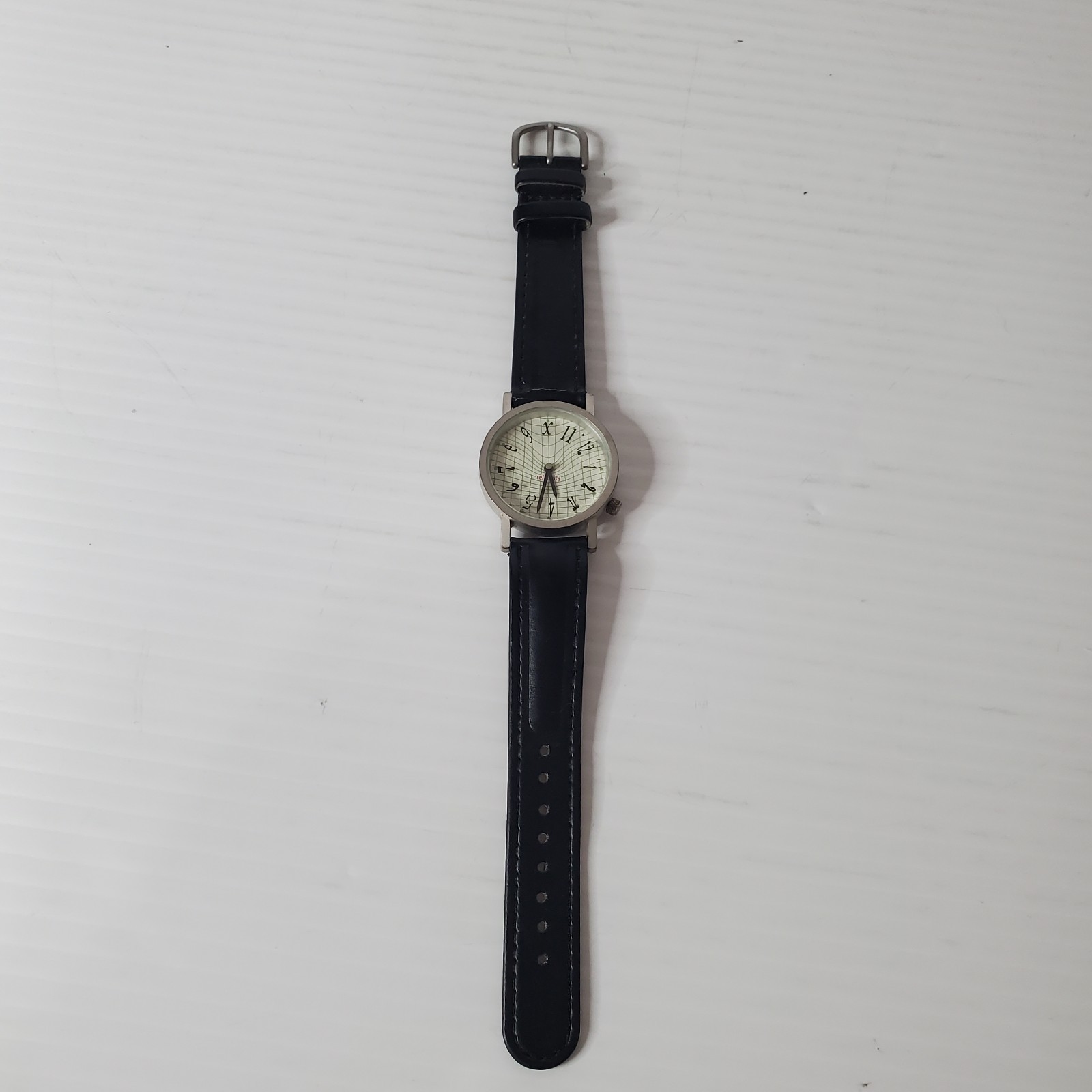 Tempus Fugit Relativity Genuine Black Leather Quartz Unisex Watch