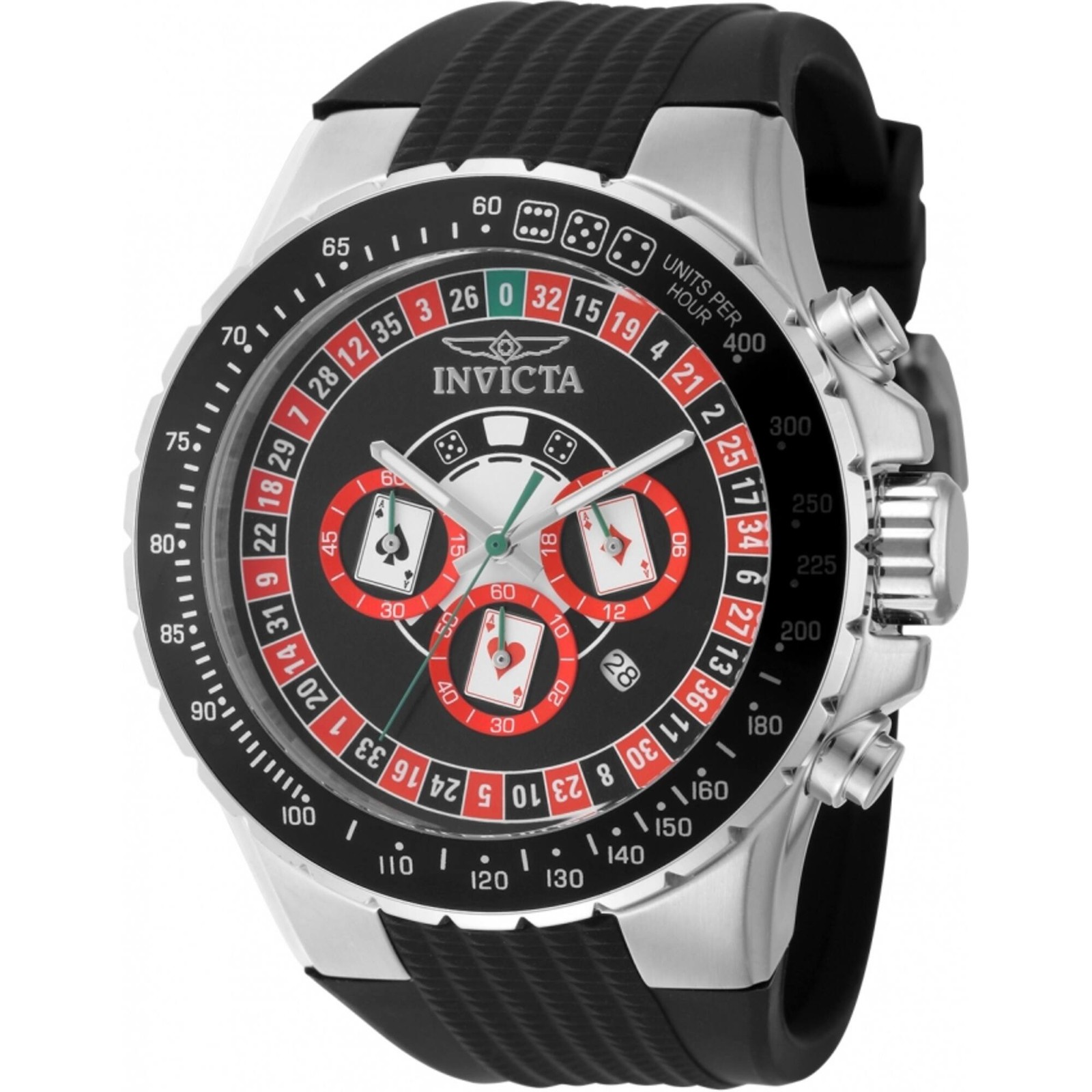 Invicta Men’s Watch Aviator Chronograph Black Silicone Rubber Strap Date 49850