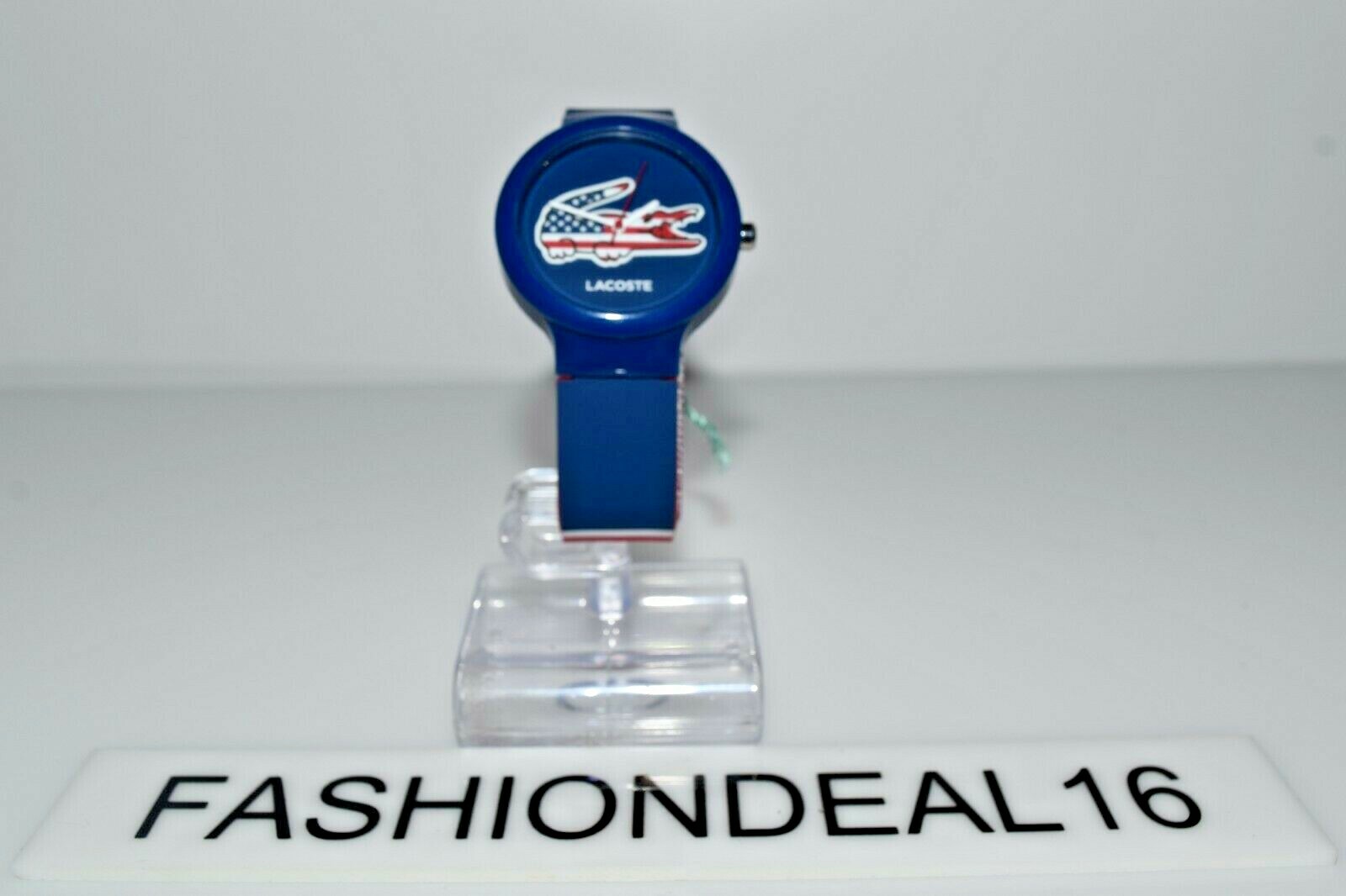 New Lacoste Goa Authentic Blue Red Multicolor 2020073 $95 Watch