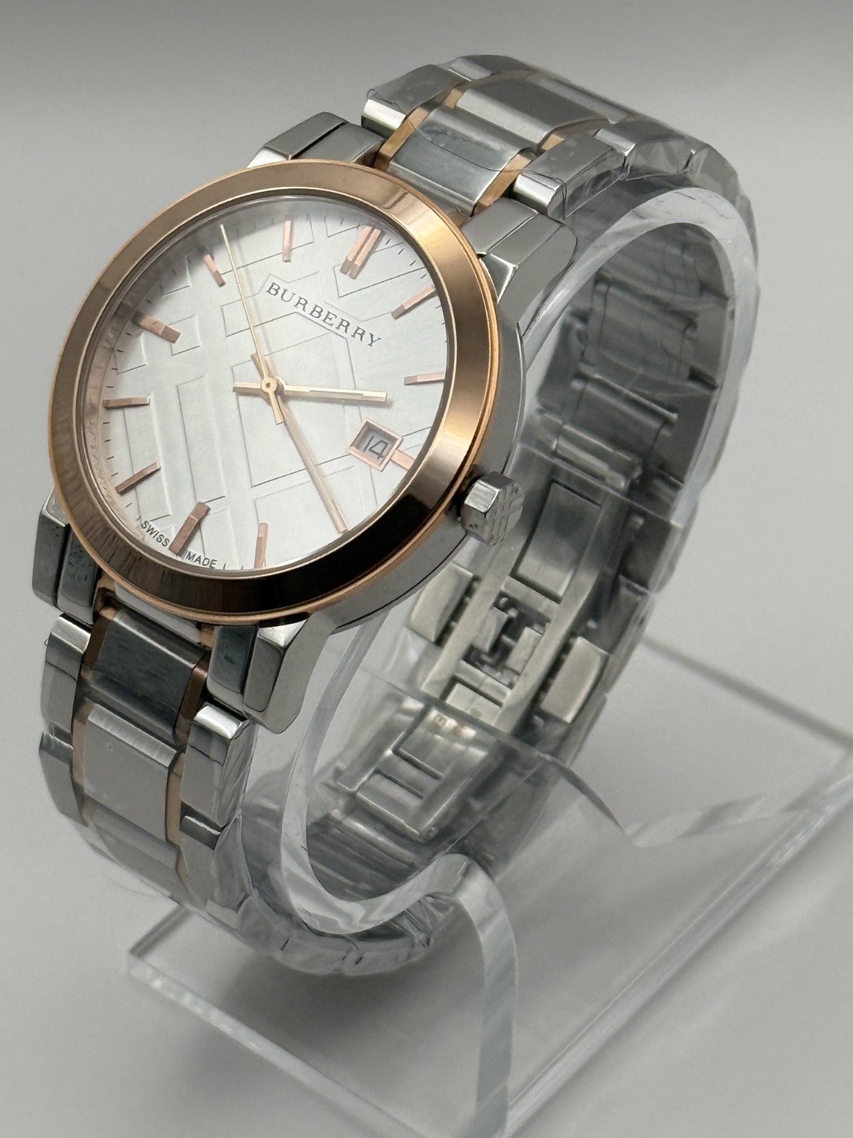 Burberry Silver Dial Two-Tone Stainless Steel Unisex Watch 38mm. BU9006